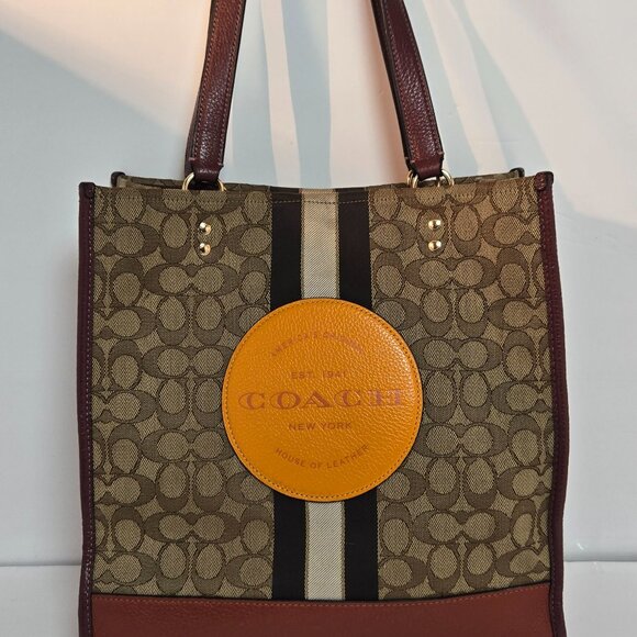 Coach Dempsey Tote J2039-1917 Signature Jacquard with Stripe and Coach Patch - Picture 1 of 12